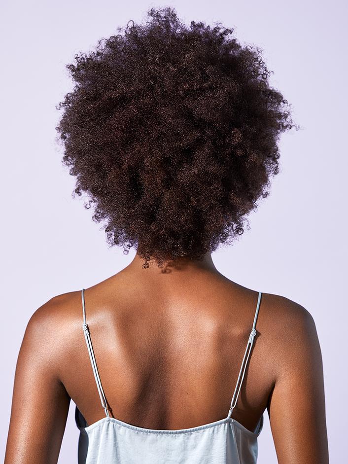Back profile look of hair before product use
