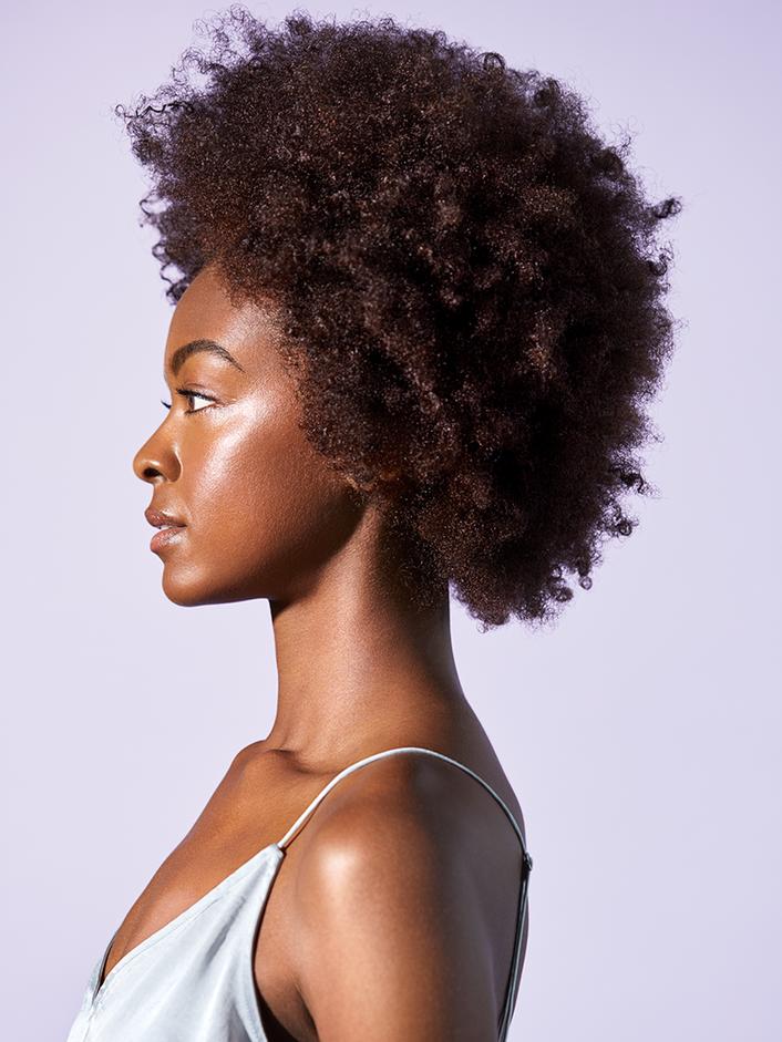 Side profile look of hair before product use