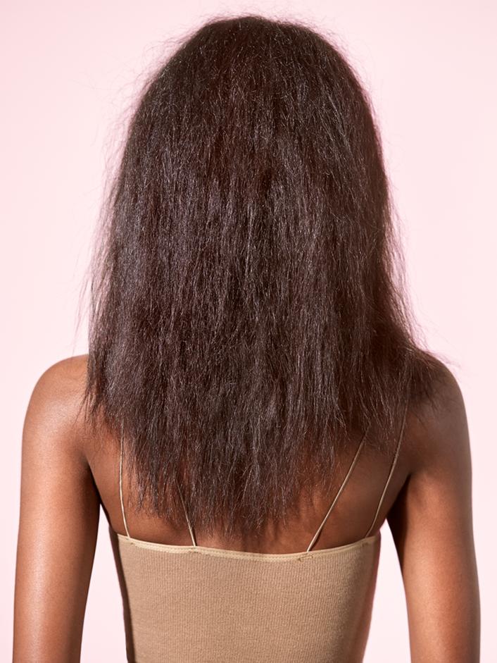 Back profile look of hair before product use