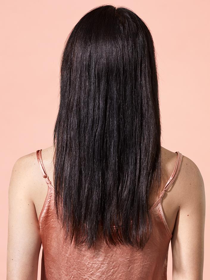 Back profile look of hair before product use